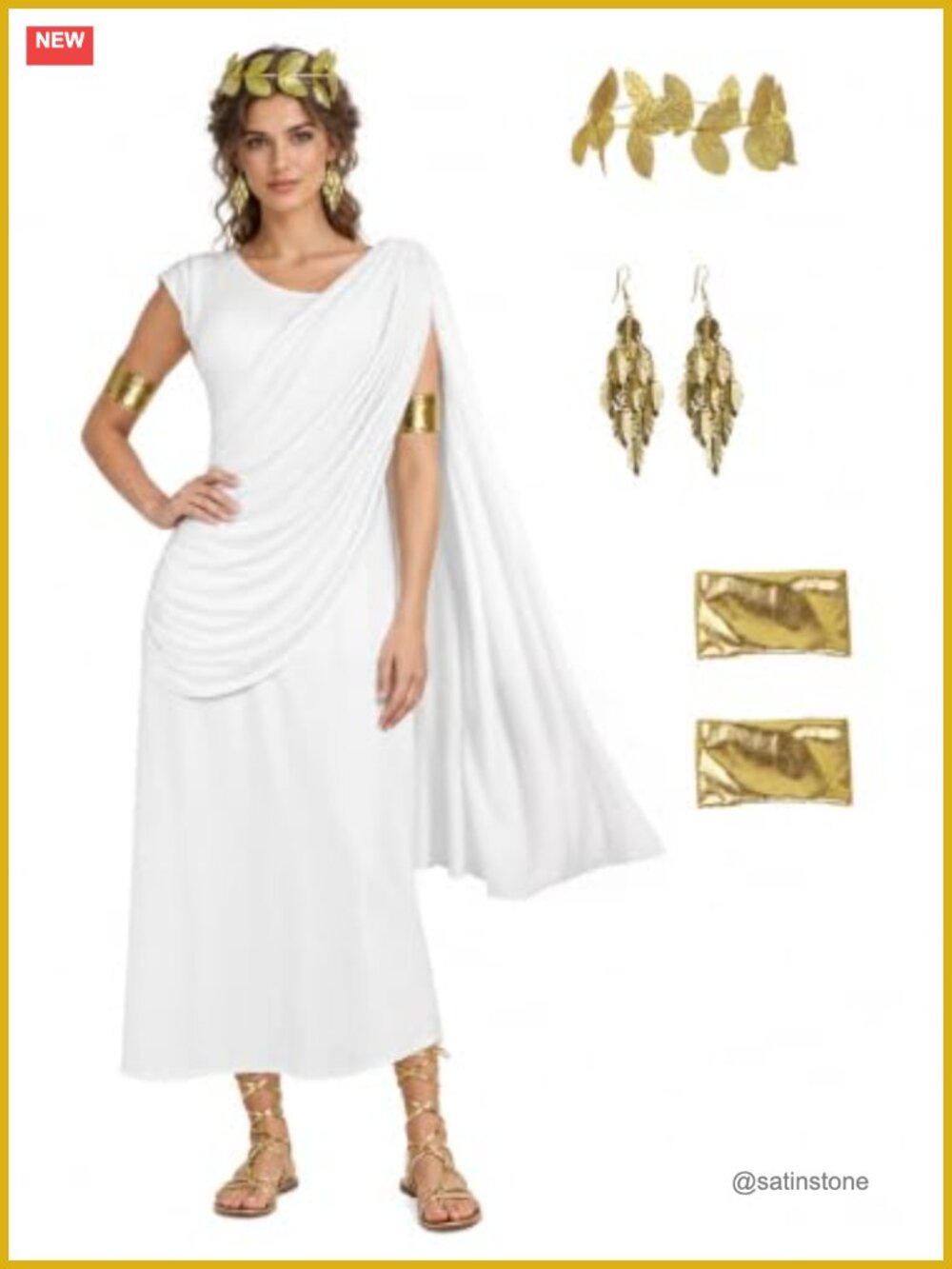 UQJE Womens Greek Toga Costume Set Roman Goddess Dress Halloween